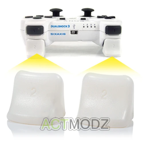 Cheap White External Triggers Extenders Cap Buttons L2 R2 for Playstation 3 Controller