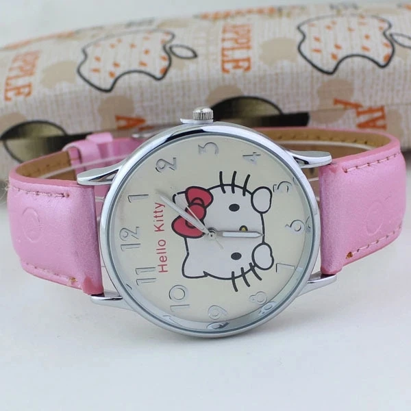 Новая мода Дети Горячая версии рисунок «Hello Kitty» pink girl любимые часы KT cat кварцевые часы