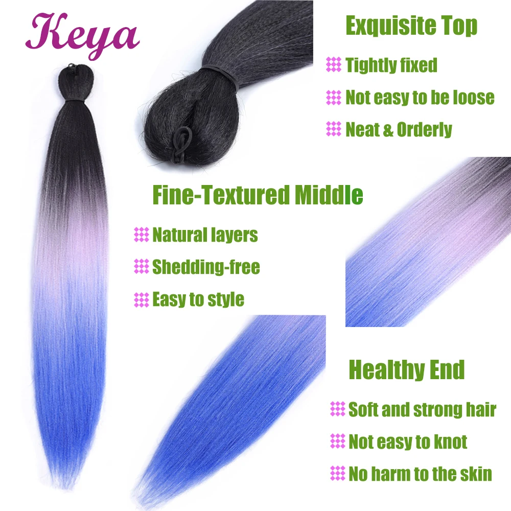 Keya Easy Jumbo косы предварительно растягивающиеся EZ косы натуральные слои плетеные косы Омбре 24 дюйма синтетические волосы для наращивания для женщин