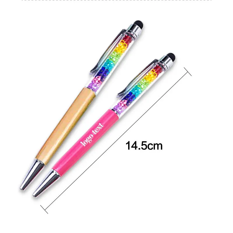 500pcs Beauty Crystal Metal Pen Apple Pen Colour Pen Touch Screen Ballpoint Pens Free Laser Engraved Logo/Name/Text
