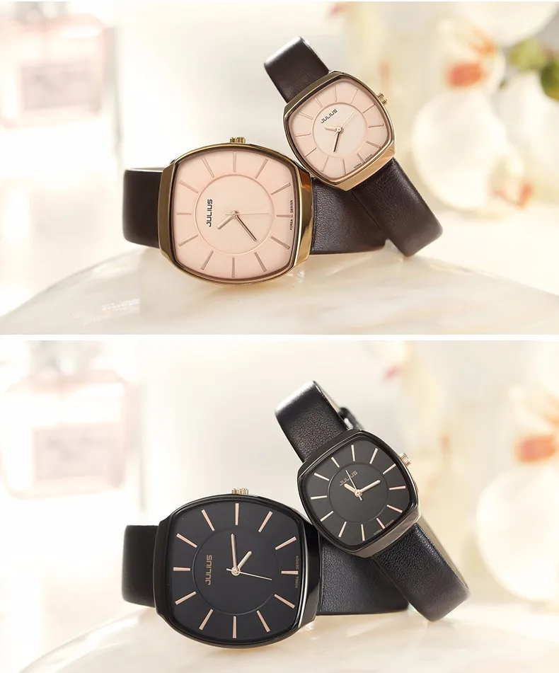Julius Леди женские часы Япония кварцевые модные часы простые часы из натуральной кожи для влюбленных девочек день рождения Валентина подарочная коробка