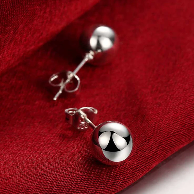 925 серебряные ювелирные серьги для женщин 8 мм серьги-гвоздики из бисера модные свадебные ювелирные изделия подарки