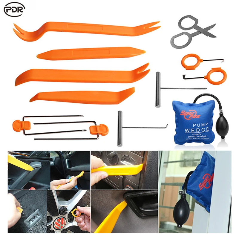 

Super PDR Pump Wedge Locksmith Tools Airbag Open Car Door Lock Opening Tools + Car Radio Panel Removal Tools 13pcs/set