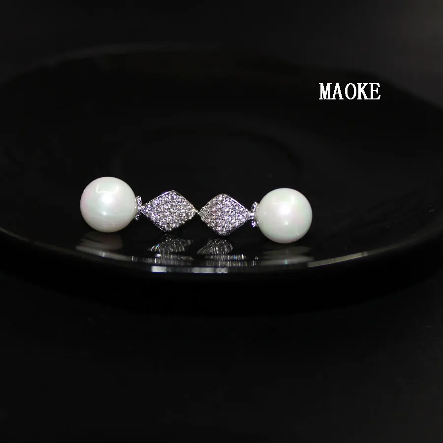 Корейские серьги с бусинами из циркония модные милые геометрические Модная
