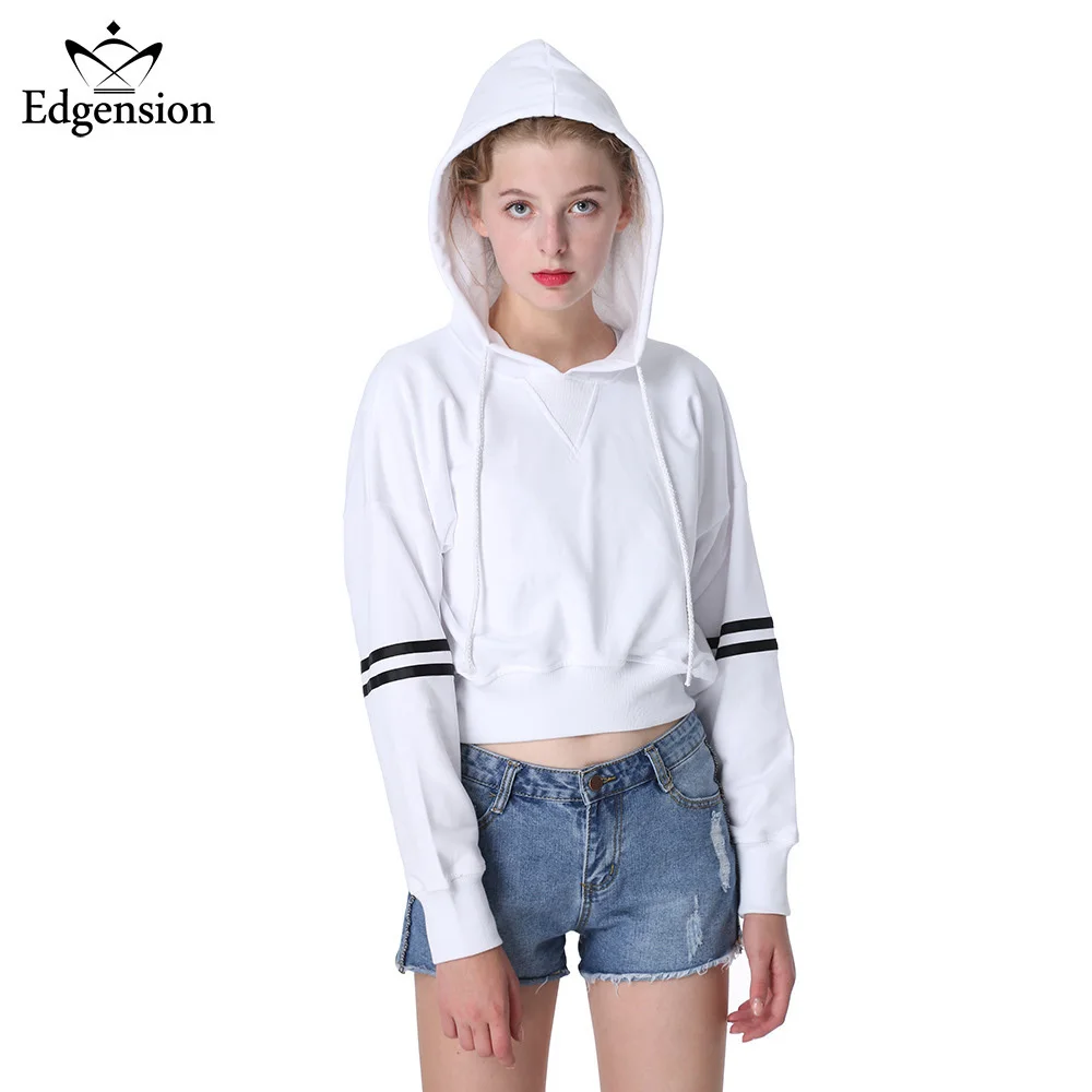 Edgension классические полосатые рукава короткие худи свитшоты Женские Спортивная