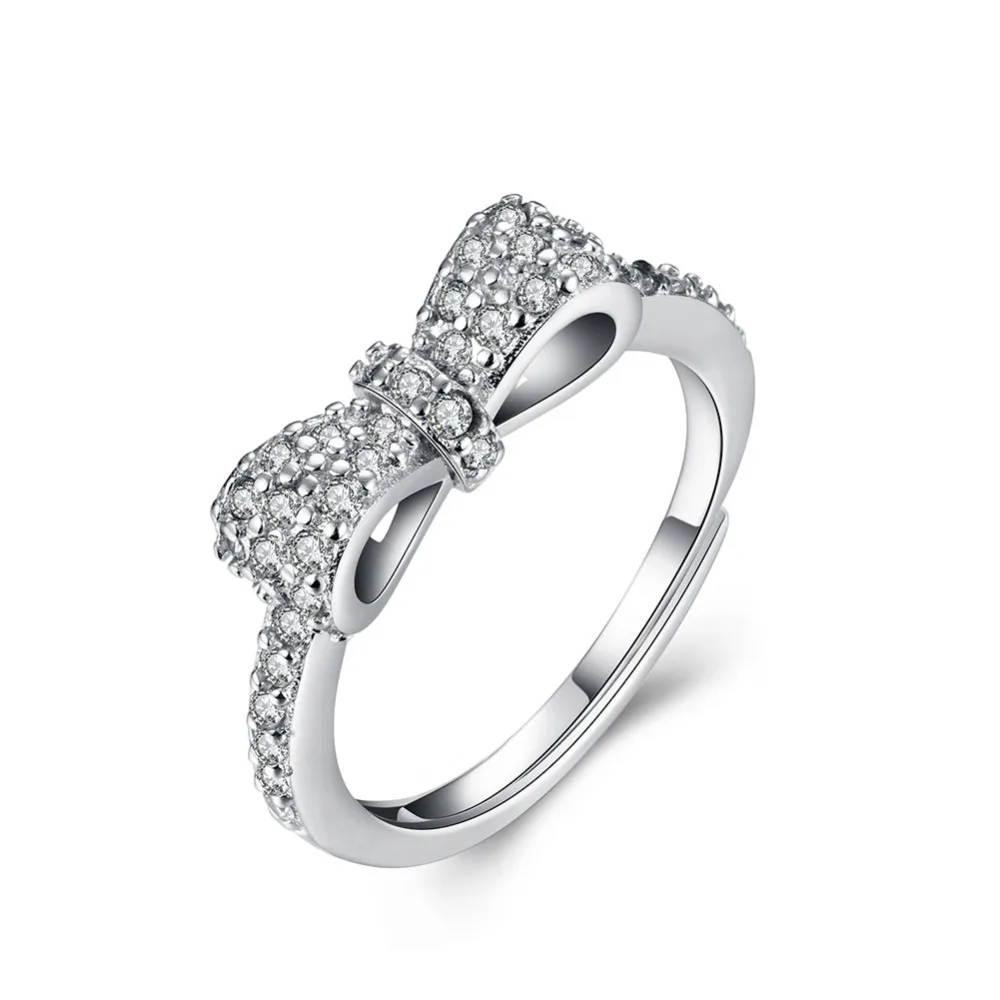 

R026 Wedding brand Butterfly clear crystal rings silver plated lover forever round women large size ring memeries for love