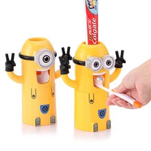 Wholesale Cute Cartoon Minions Multi Function Auto Toothpaste Dispenser Toothbrush Holder Stand And Tooth Glass