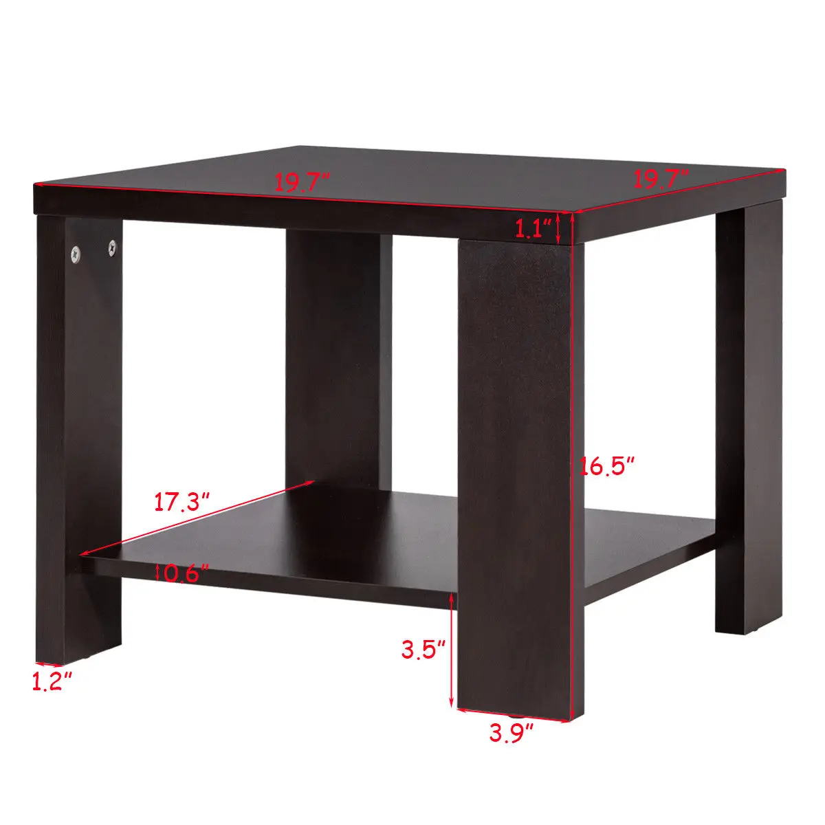 Giantex Living Room End Coffee Table Square Sofa Side coffee Tea Table with Storage Shelf Modern Wood Home Furniture HW56759CF