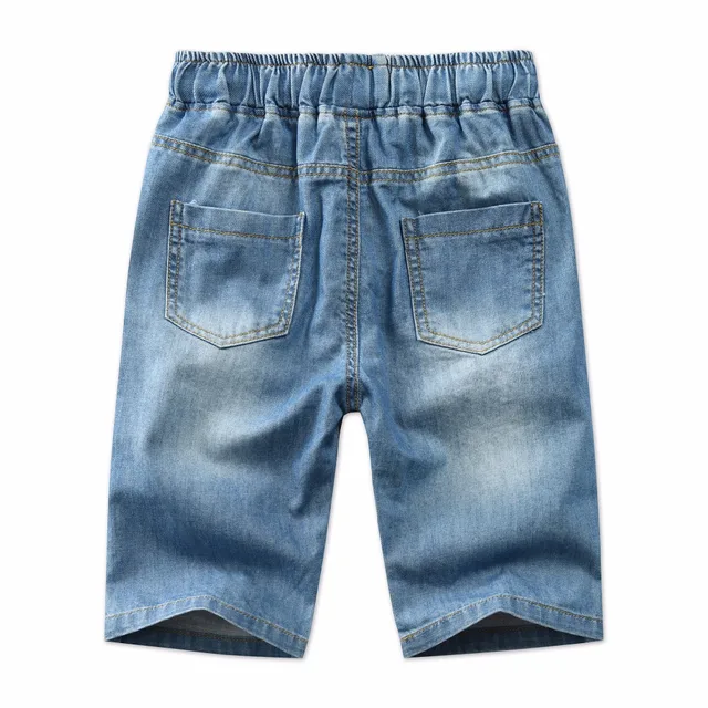 New Summer Children Denim Shorts Fashion Washed Blue Jeans Big Boys Short Pants Kids Teenagers Causal Blue Color trousers BC067 2