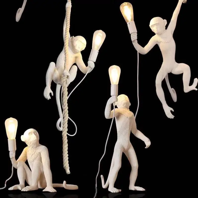 

Nordic Resin Monkey Pendant Light Modern Cloth Shop Monkey Hanging Light Decorative Pendant Lighting Fixture For Living Room