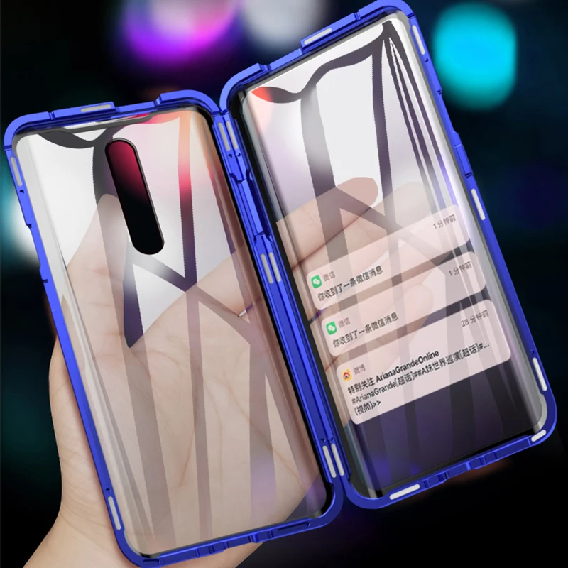 

Magnetic Phone Case For Xiaomi Redmi K20 Pro Note 8 Pro 7 Aluminum Bumper Double Glass Cover For Xiaomi Mi CC9 Mi9 9T A2 6X Case