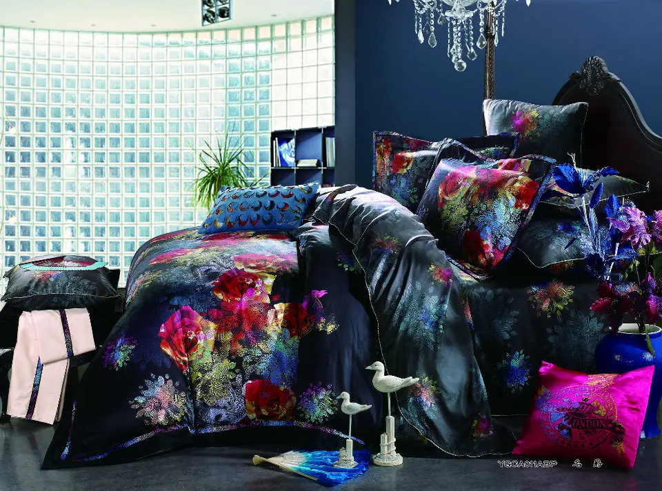 Luxury wedding satin egyptian cotton bedding sets for king size queen