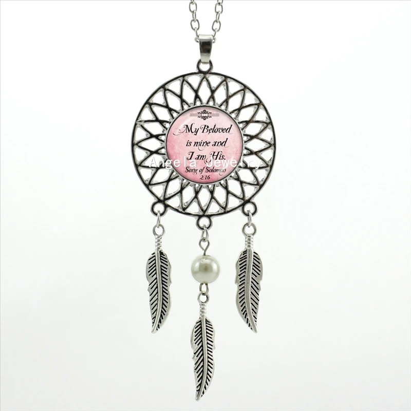 2017 Trendy Style Bible Inspirational Quote Necklace My Beloved is Mine Dream Jewelry Wings Shaped Pendant DC-00496