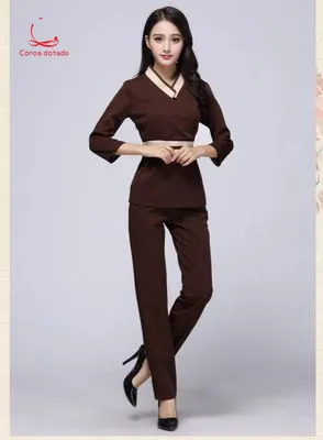 Cosmetologist work clothes spring health club beauty suit beauty salon long sleeve foot bath technician