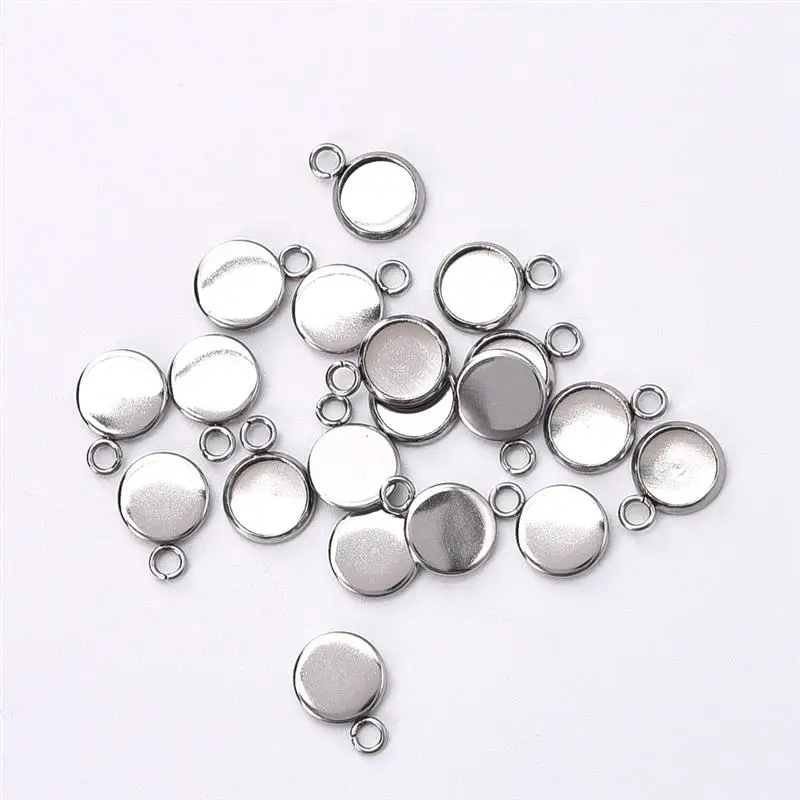 

50pcs Stainless Steel Necklace Pendant Setting Cabochon Cameo Base Tray Bezel Blank Fits Bracelet Earrings Jewelry Making