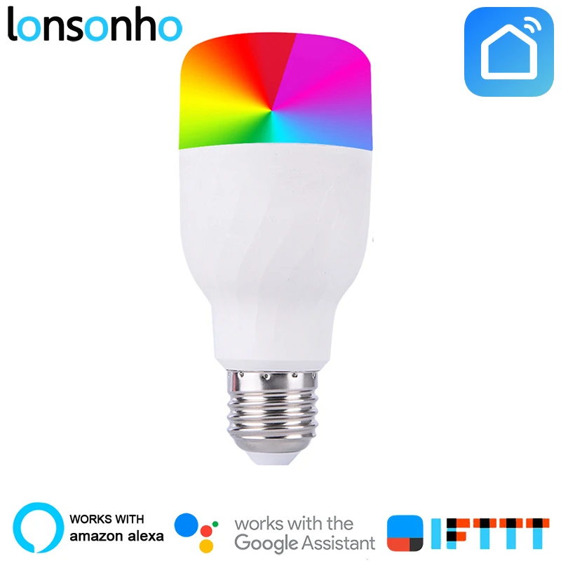 

Lonsonho E27 Smart WiFi Light Bulb LED Lamp Dimmable RGBW Colorful Smart Home Automation Works With Google Home Mini Alexa IFTTT