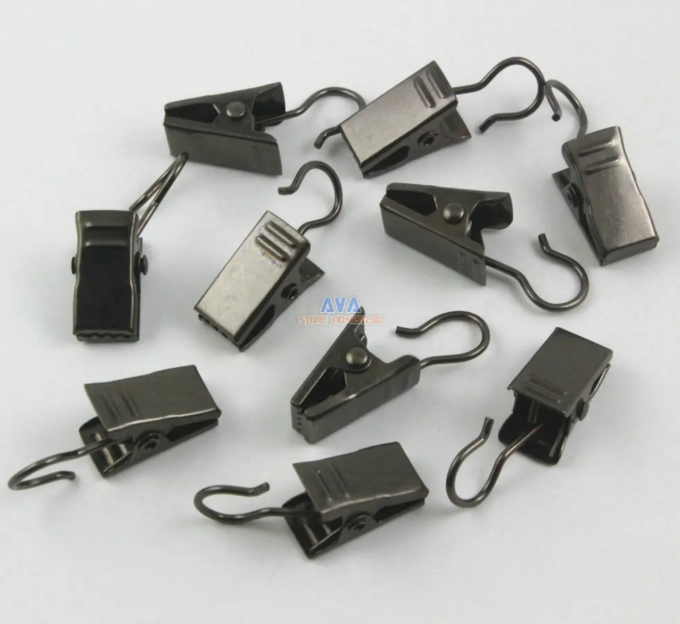 50 Pieces 32x9.5mm Gunmetal Hook Clips for Curtain Drapery