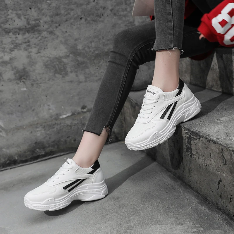

LOOZYKIT Women Casual Shoes Femme Spring Autumn Shoes Women Sneakers Flats Fashion Lace-Up White Breathable woman Sneakers