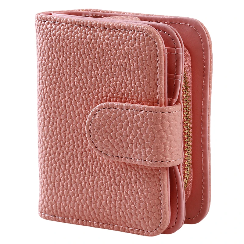 pink Женский кошелек для монет на молнии, двойной открытый мини-кошелек для монет, женский маленький кожаный кошелек для девушек, кошельки, держатель для карт, модный клатч - Цвет: pink