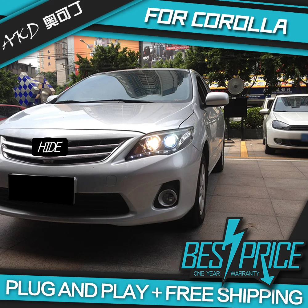

Car Styling for Corolla Headlights 2011 LED Headlight LED DRL Dynamic Signal Hella 5 Bi-Xenon Projector Lens Hid D2H