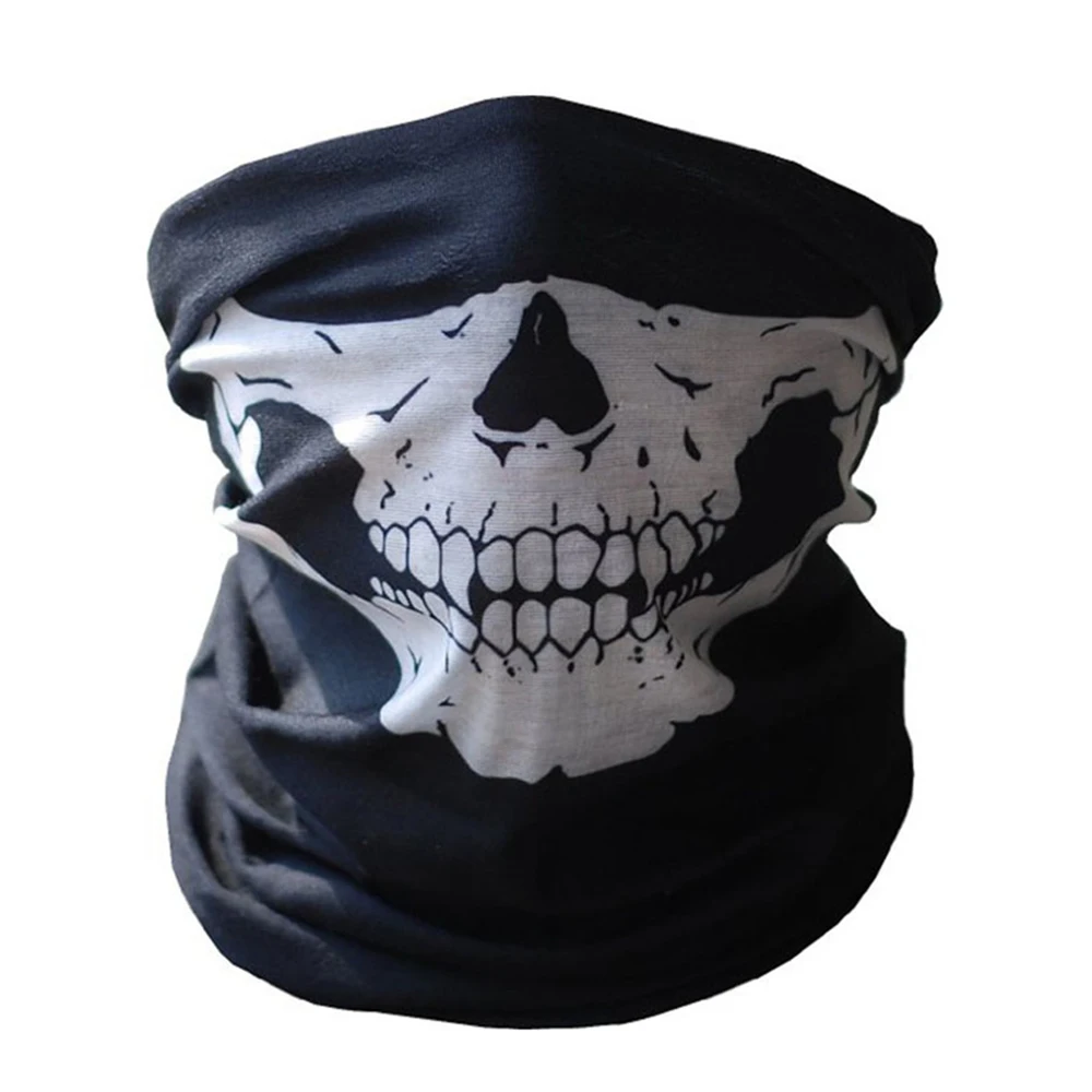 Мотоциклетная маска «Череп» открытый шлем крутой для шеи защитная шапка-Балаклава летняя шапка с защитой лица от ветра Bufanda Moto бандана - Цвет: Черный