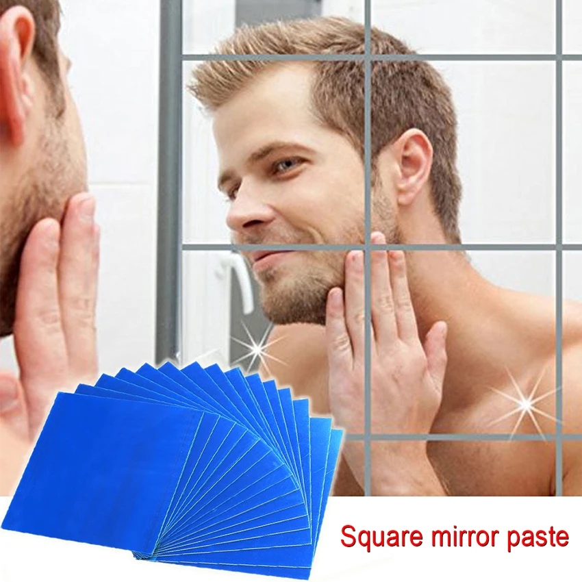 NEW Fashion Squares Mirror Waterproof Self adhesive Mirrors Surface TV