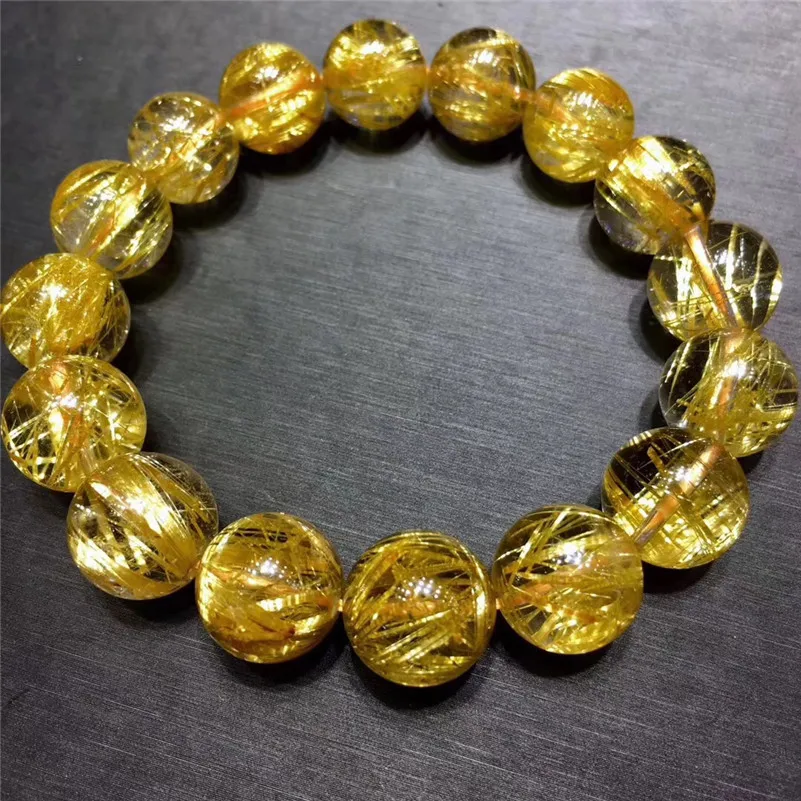 Natural Gold Rutilated Quartz Crystal Bracelet (5)