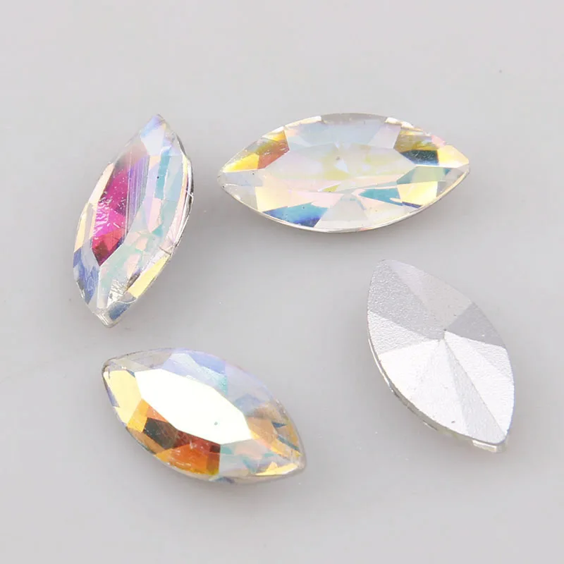 

A+ Quality Navette Marquise Crystal Clear AB Fancy Stone Pointed Glass Rhinestone For DIY Wedding Dress Jewelry Making