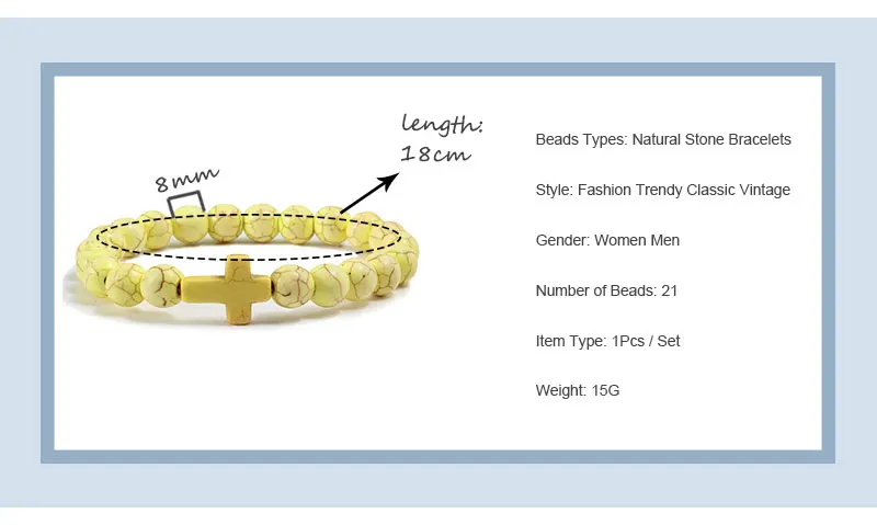 Модные желтые, зеленые, красные, синие браслеты с подвеской Крест Иисуса, мужские браслеты с натуральным камнем, бисерный браслет, женский браслет, ювелирные изделия для йоги