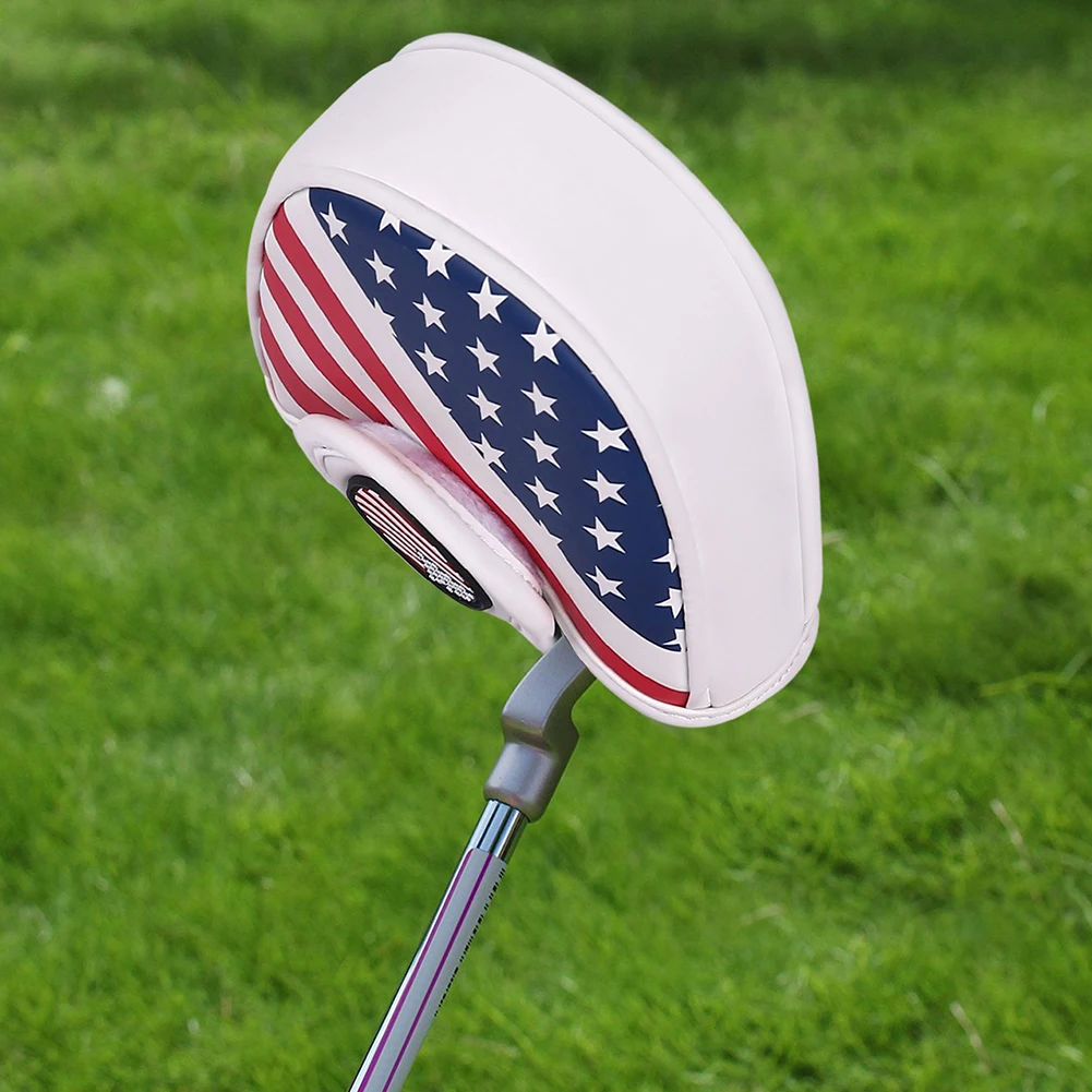 Защитный чехол для клюшек для гольфа из искусственной кожи с магнитным замком, стиль флага, квадратная колотушка для гольфа, клюшки для
