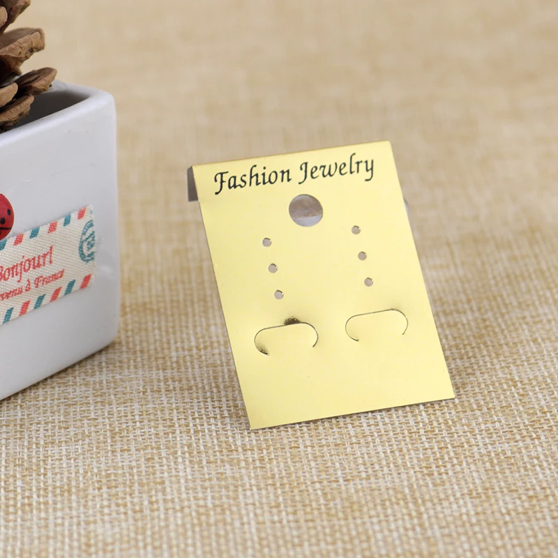 New Arrival 200pcs/lot 3.7x5cm Thick Gold Plastic Earring Card Ear