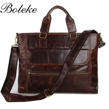Высококачественный мужской портфель из натуральной кожи, винтажная сумка через плечо с масляным воском, 16 дюймов, винтажный портфель для ноутбука 7212C