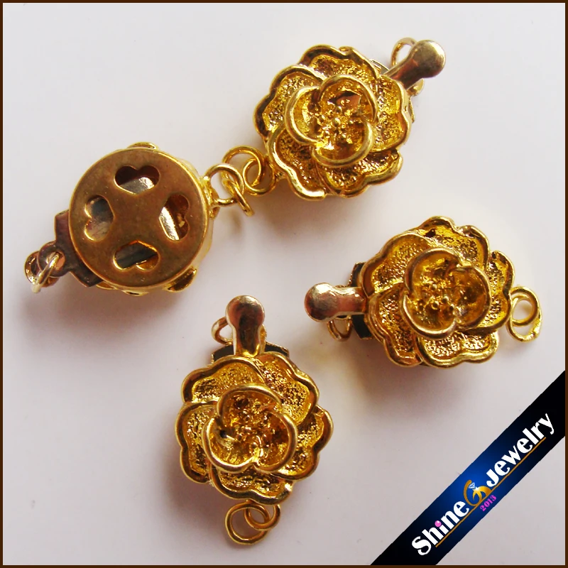 Wholesale 10pcs Gold Plated Rose Flower Box Clasps 20X12mm FINDINGS Free shipping-in Jewelry ...