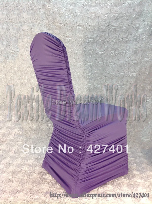 Hot Sale Purple Ruffle Lycra Chair Cover /wedding chair covers