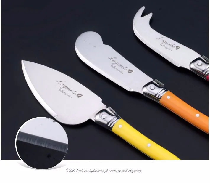 Стиль Laguiole 3 шт нож для сыра с разноцветными ручками Набор ножей для варенья масла в деревянной коробке LG06