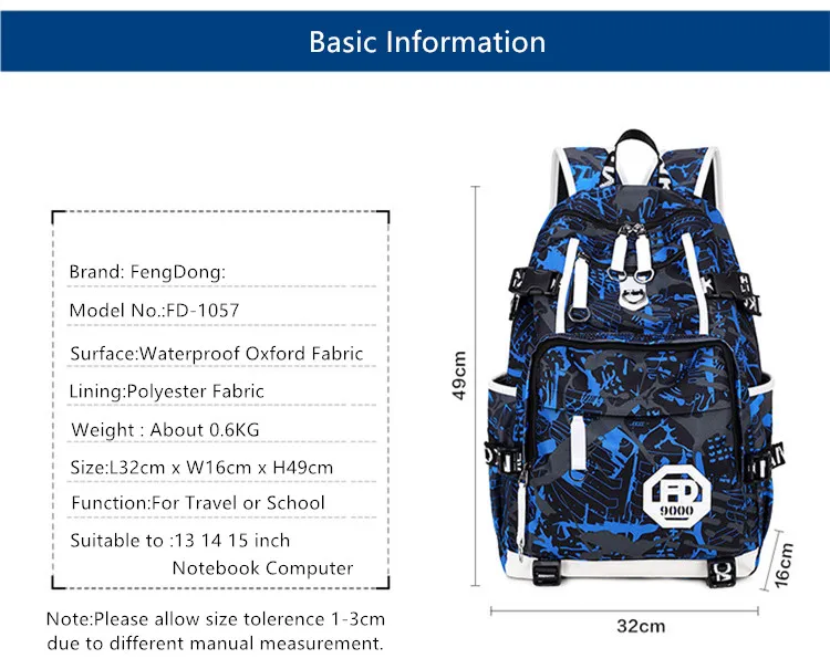 FengDong, синие водонепроницаемые школьные ранцы для мальчиков, большой школьный рюкзак, противоугонная сумка, сумки на плечо для мужчин, сумка для ноутбука, 15,6, рюкзак