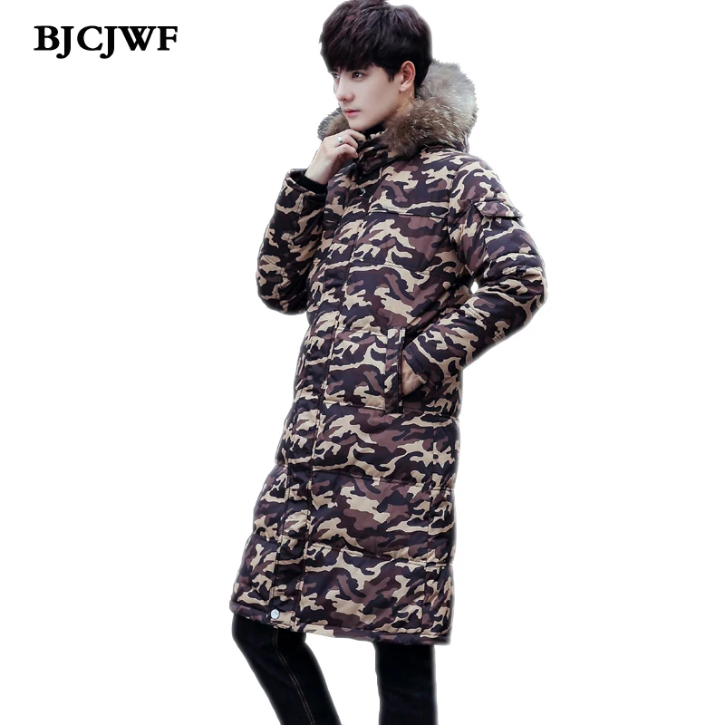 

BJCJWF Men's canada long winter duck down jacket Camouflage Thicken Parka Tmall veste doudoune homme Casual Solid Male Outwear