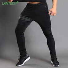 LANTECH Для мужчин брюки Running Joggers Training Спорт Спортивная Фитнес упражнения выполнения тренажерный зал эластичные штаны Slim Fit карман на молнии