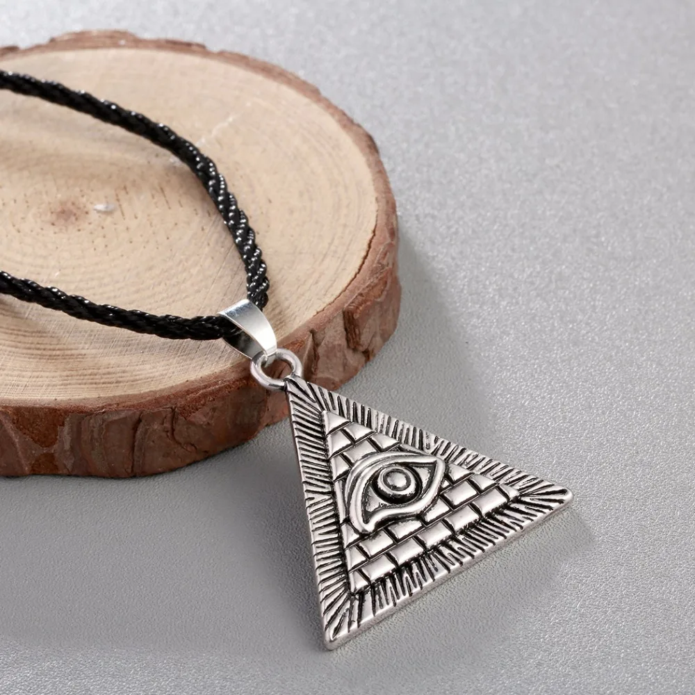 Chandler Египетский Пирамида всевидящий сглаза Иллюминаты античный серебряный шарм кулон ожерелье для мужчин мальчиков Мода Bijoux
