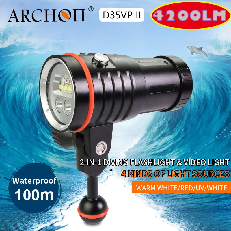 ARCHON D35VP II 4200lm погружения фотография светильник Дайвинг ing Лампа 18650 Li Ion батареи s