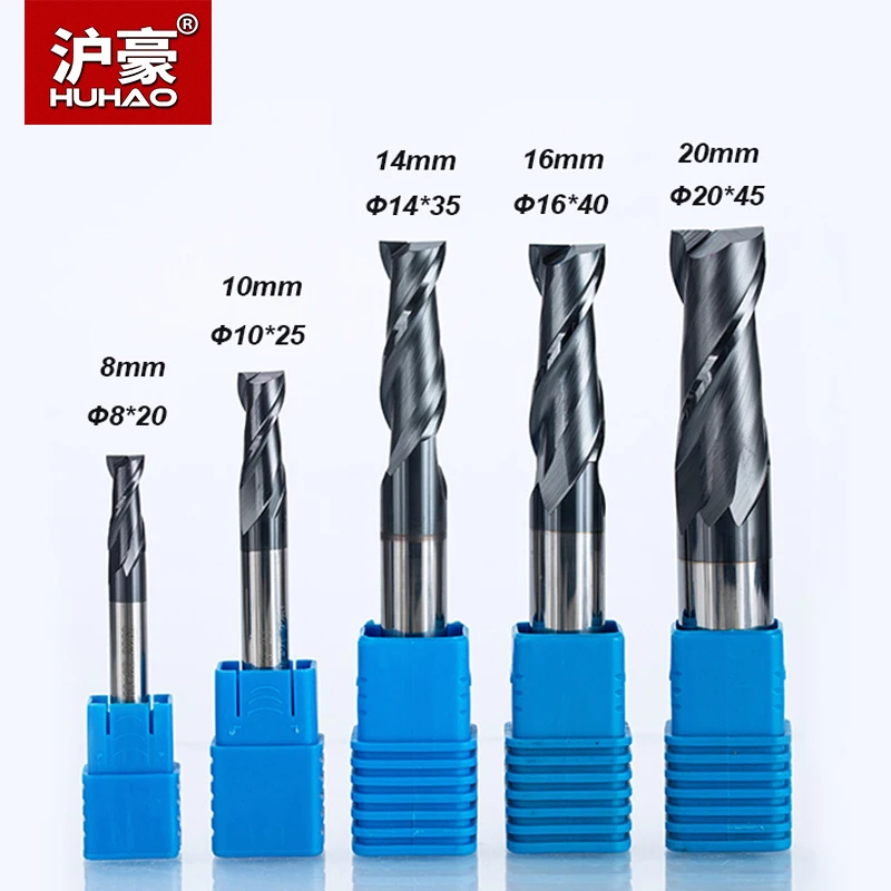 

HUHAO 1PC Solid Carbide End Mill 2 Flutes CNC Milling Cutter HRC45 R1-14mm Router Bit For CNC Milling Machine Carbon Alloy Steel