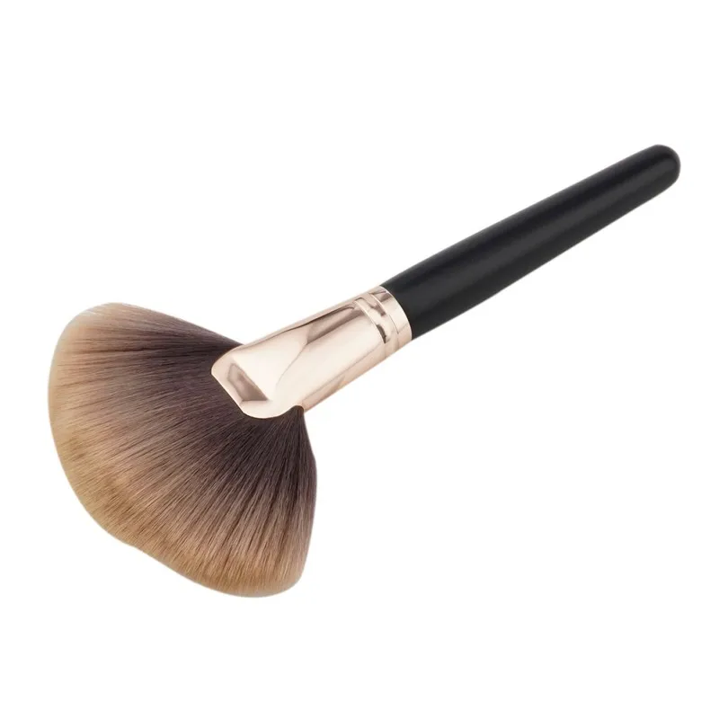 

Single Face Makeup Wooden Handle Brush Nylon Hair Material Fan Shaped Makeup Brush Makeup Tools