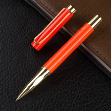 Роскошная металлическая шариковая ручка 0,5 мм с оранжевым золотом, офисные шариковые ручки для письма, подарки, канцелярские принадлежности