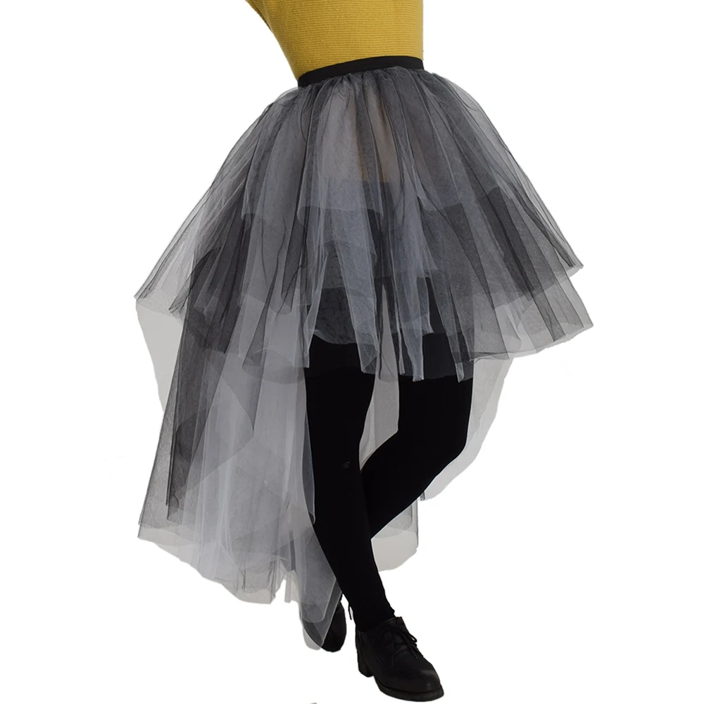 

Women Irregular Mesh Skirt Elastic Waist Black Gauze Tutu Tulle Party Skirts Faldas