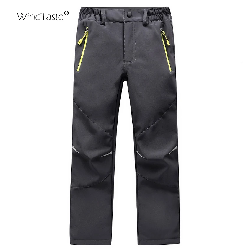 WindTaste Niño de lana de invierno Softshell pantalones de senderismo de la juventud niños resistente al agua al aire libre Camping senderismo esquí grueso Thousers KA078