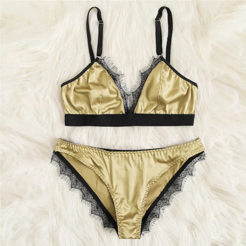Fashion Women Summer Sexy Satin Lace Lingerie Casual Daily Nightwear Patchwork Sleepwear Lingerie Underwear Sleepwear Set #4A22 (13)