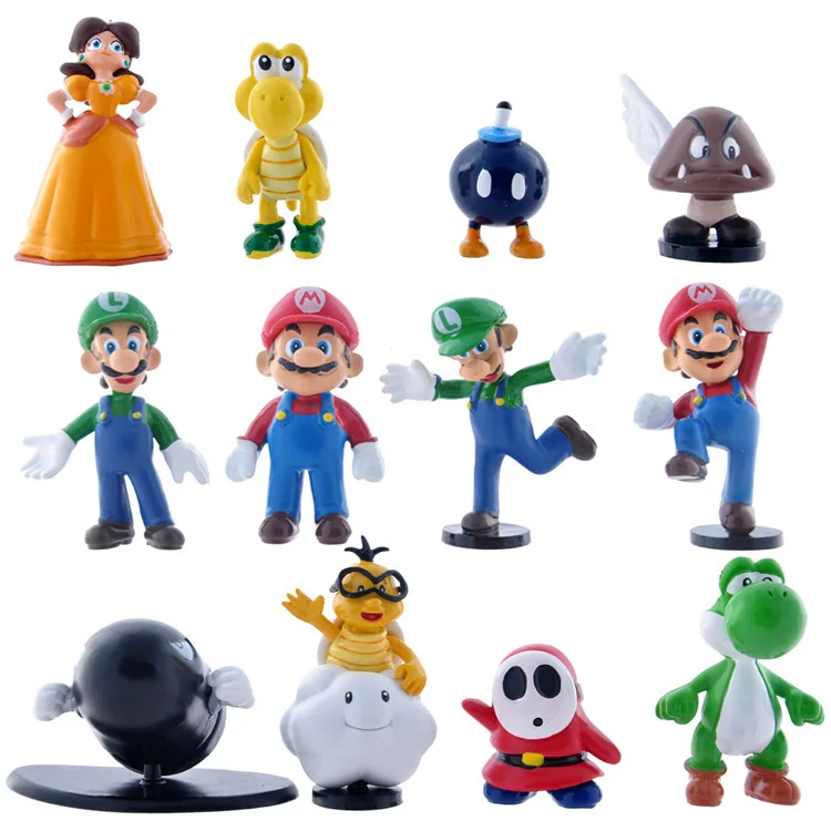 

2016 New Year gift Popular game Super Mary Super Mario All roles 12 action figure furnishing articles Hand do game characters