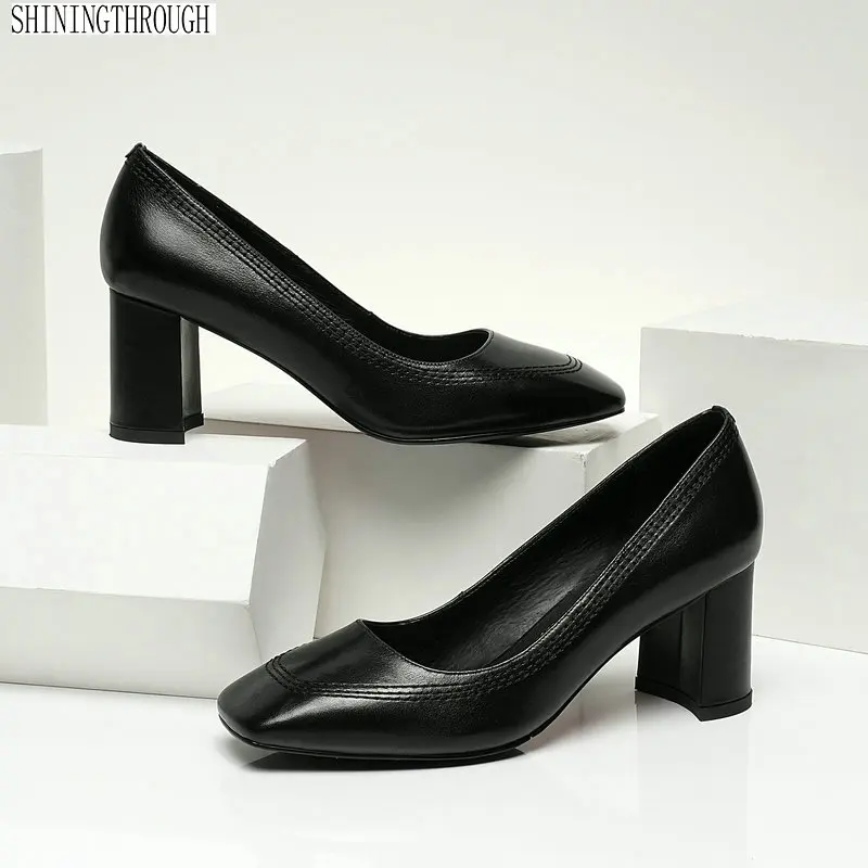 

Woman High Heels Shoes Fashion Sexy Wedding Pumps Black White Genuine Leather women Pump Plus Size 33-41