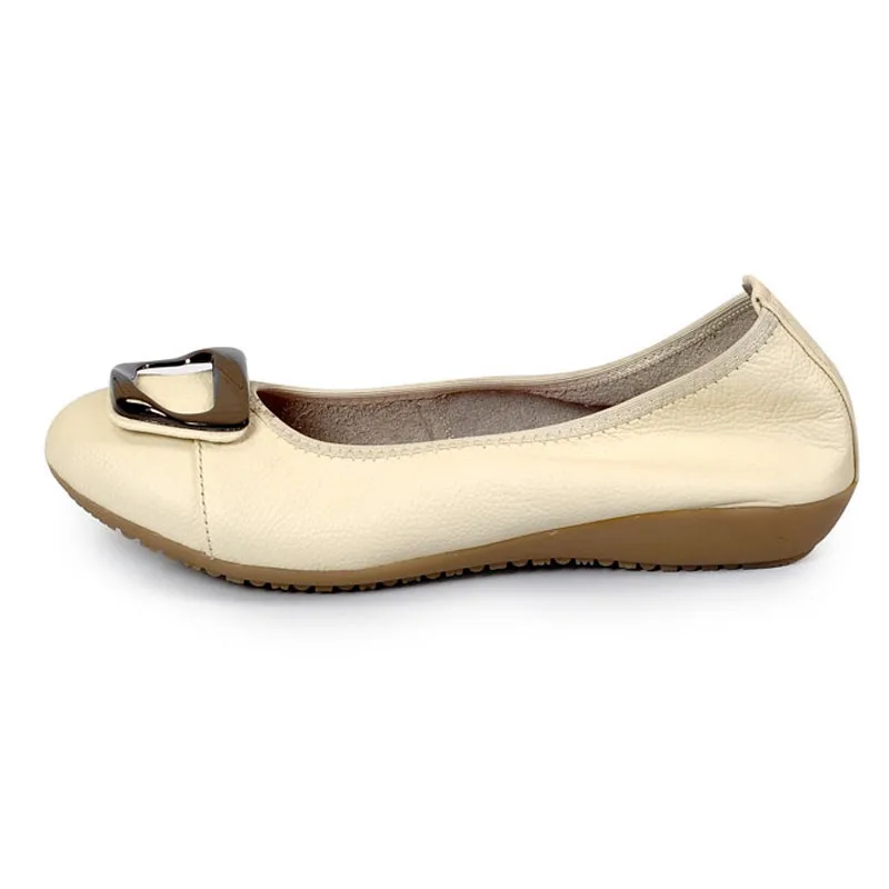 2018 Spring Flats Women Metal Decoration Loafers Genuine Leather Slip On Ballet Flat Shoes For Woman Plus Size Mocasines Mujer (13)