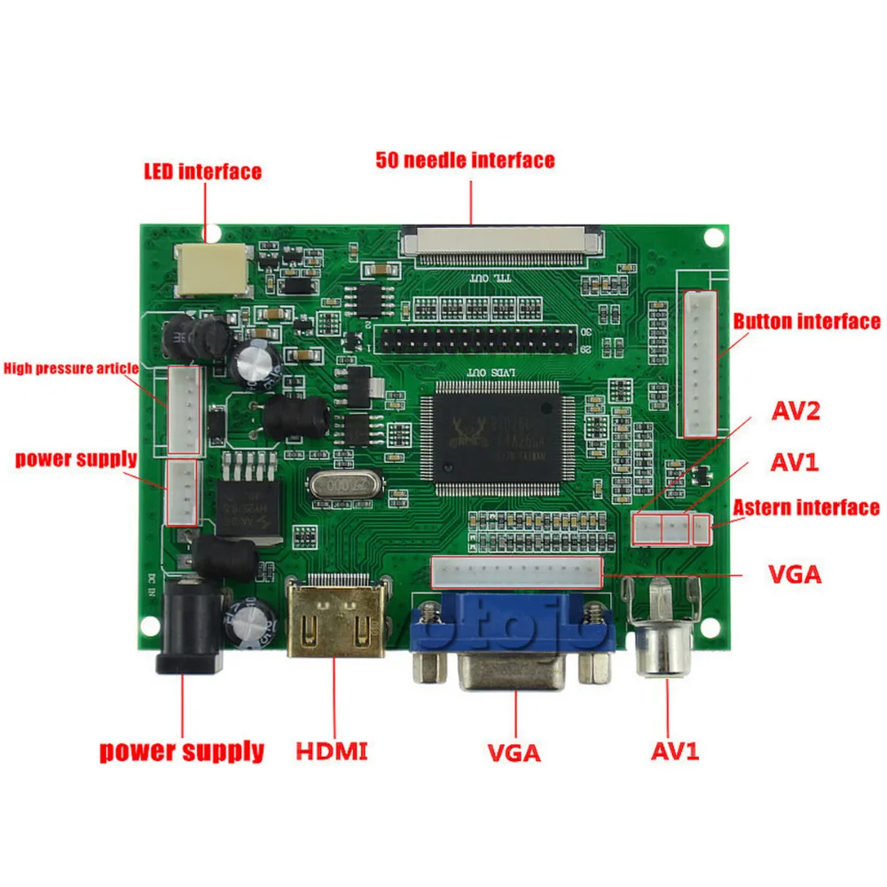 10.1Inch LCD Panel Display Screen HDMI+VGA+2AV Driver Board Controller Set Kit For Raspberry Pi  (2)